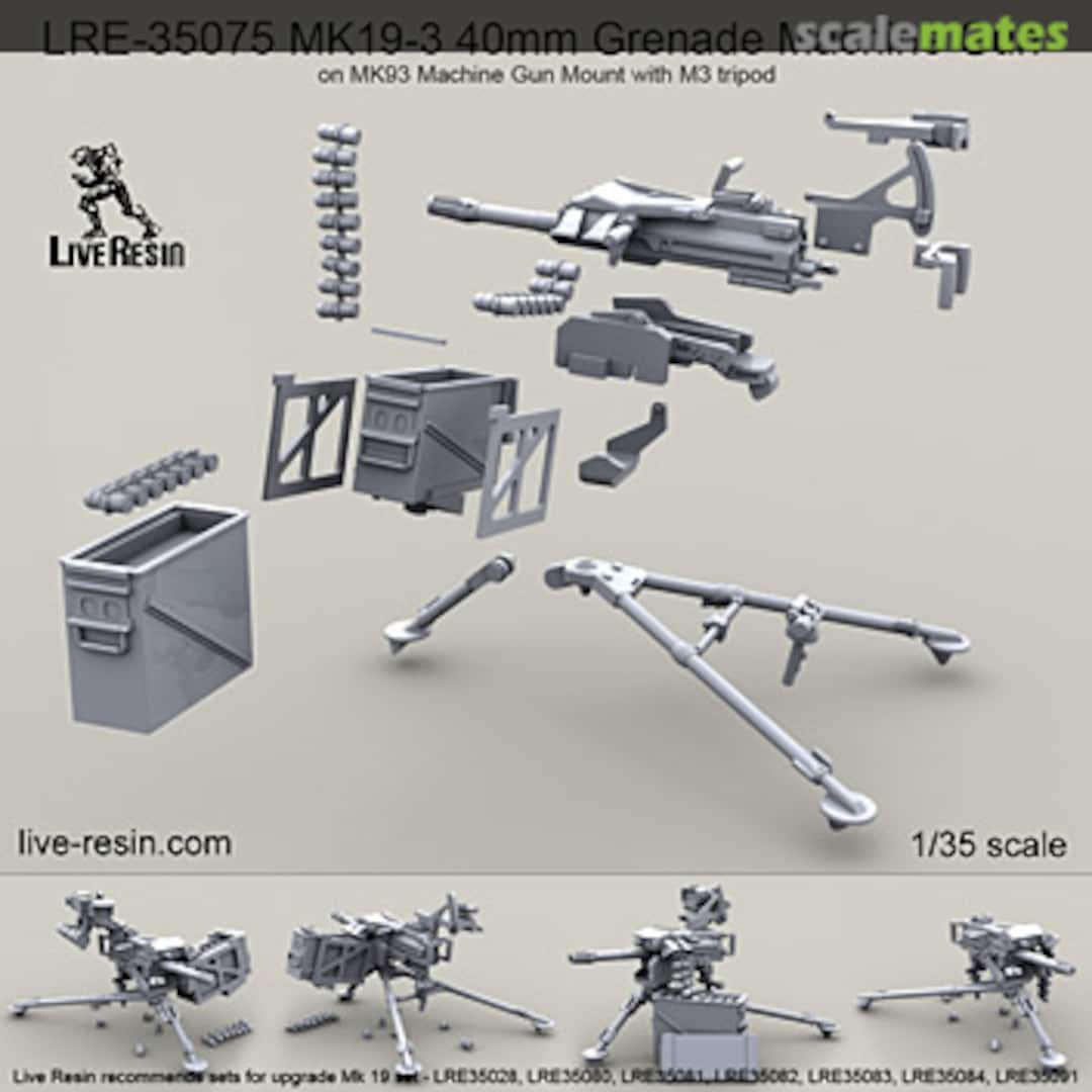 Boxart MK19-3 40mm Grenade Machine Gun on MK93 Machine Gun Mount with M3 tripod LRE-35075 Live Resin Boxart MK19-3 40mm Grenade Machine Gun on MK93 Machine Gun Mount with M3 tripod LRE-35075 Live Resin