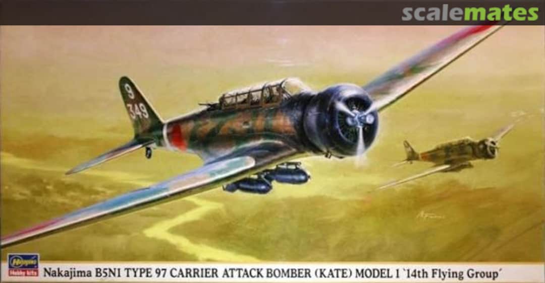 Boxart Nakajima B5N1 Type 97 Carrier Attack Bomber (Kate) Model 1 '14th Flying Group' 09525 Hasegawa Boxart Nakajima B5N1 Type 97 Carrier Attack Bomber (Kate) Model 1 '14th Flying Group' 09525 Hasegawa