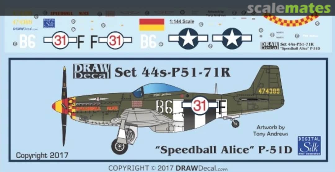 Boxart “Speedball Alice” P-51D Reno Racer 44-P51-71R Draw Decal Boxart “Speedball Alice” P-51D Reno Racer 44-P51-71R Draw Decal