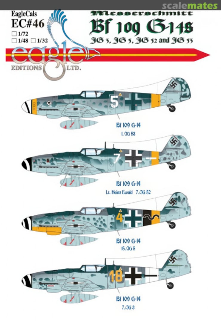 Boxart Messerschmitt Bf 109G-14s EagleCals EC32-46 Eagle Editions Boxart Messerschmitt Bf 109G-14s EagleCals EC32-46 Eagle Editions