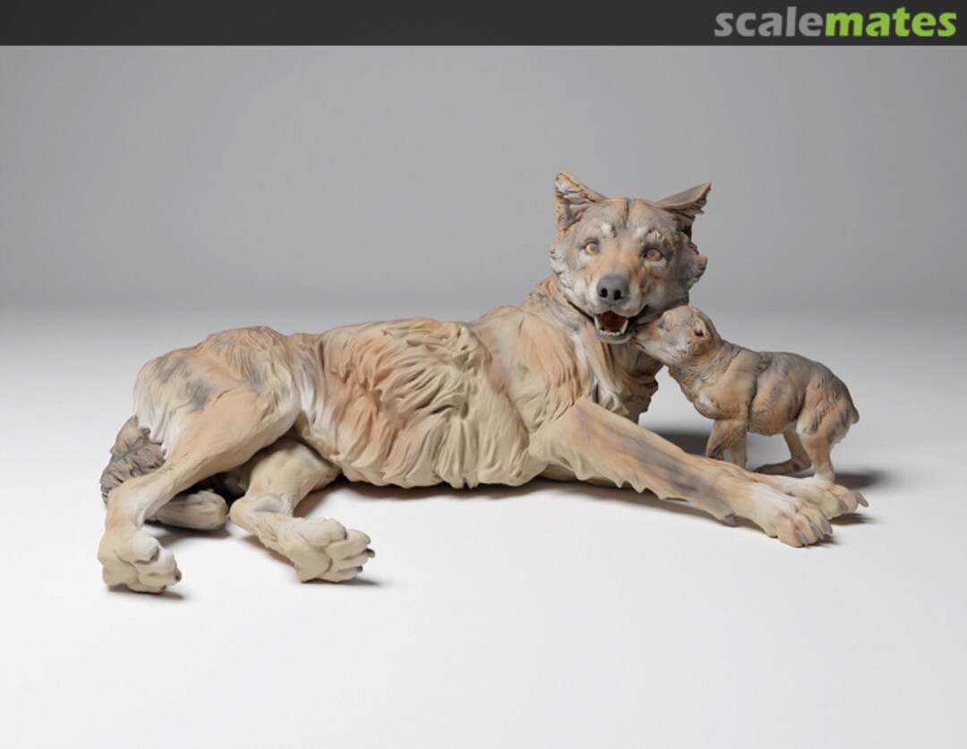 Boxart Mongolian wolf - male with puppy 48130460 EMP3d Boxart Mongolian wolf - male with puppy 48130460 EMP3d