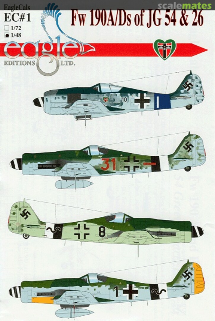 Boxart Fw 190A/Ds of JG 54 & 26 EagleCals EC72-1 Eagle Editions