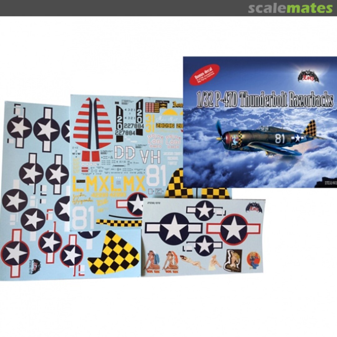 Boxart P-47D Thunderbolt Razorbacks 32072 Zotz Decals