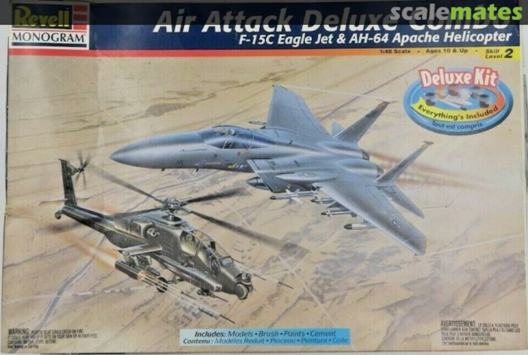 Boxart F-15C Eagle Jet & AH-64 Apache Helicopter 85-6672 Revell Monogram Boxart F-15C Eagle Jet & AH-64 Apache Helicopter 85-6672 Revell Monogram