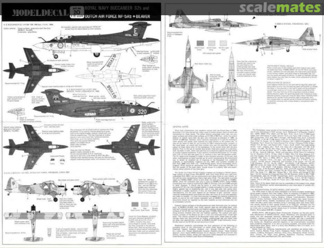 Contents Royal Navy Buccaneer S2's and Dutch Air Force NF-5A's + Beaver 20 Modeldecal Contents Royal Navy Buccaneer S2's and Dutch Air Force NF-5A's + Beaver 20 Modeldecal