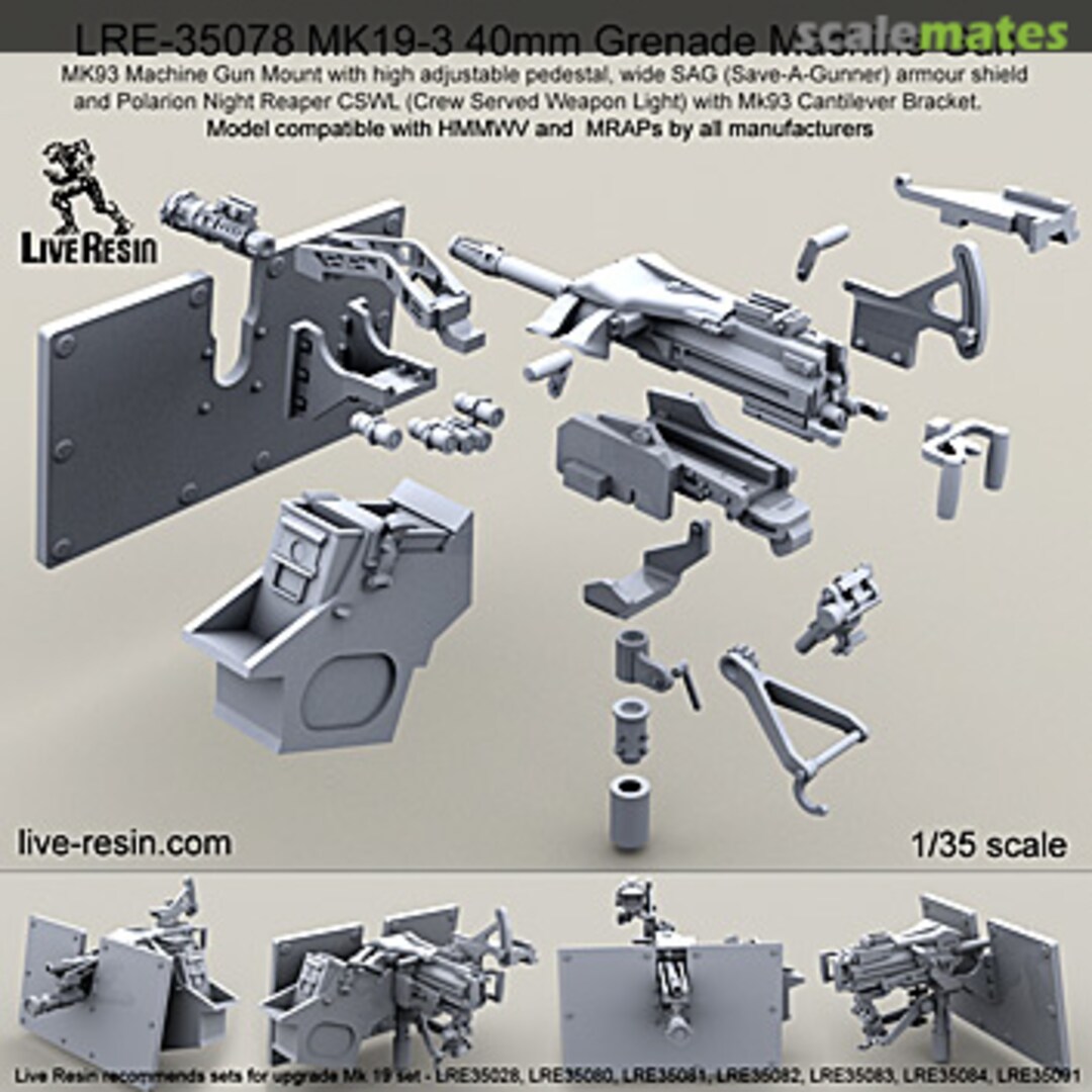 Boxart MK19-3 40mm Grenade Machine Gun on MK93 Machine Gun Mount # Set 4 LRE-35078 Live Resin