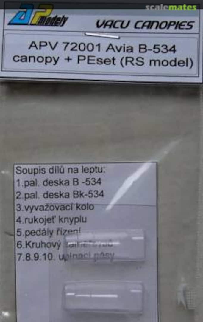 Boxart Vacu Canopy Avia B-534 + PE set (RSMOD) APV 72001 AP modely Boxart Vacu Canopy Avia B-534 + PE set (RSMOD) APV 72001 AP modely