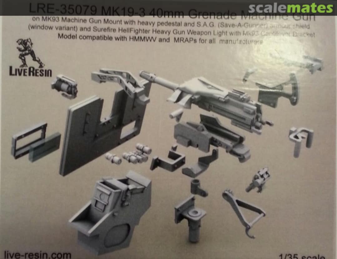 Boxart MK19-3 40mm Grenade Machine Gun on MK93 Machine Gun Mount # Set 5 LRE-35079 Live Resin Boxart MK19-3 40mm Grenade Machine Gun on MK93 Machine Gun Mount # Set 5 LRE-35079 Live Resin