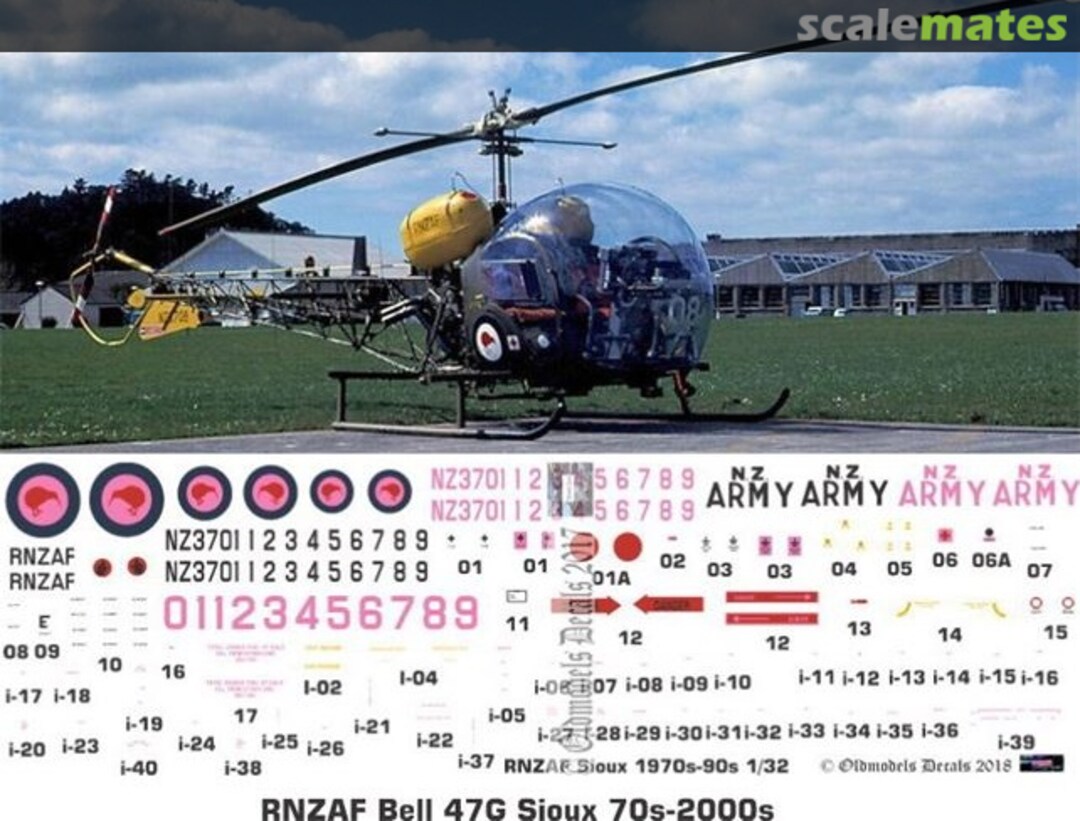 Boxart RNZAF Bell 47G Sioux 1970s-2000s OMD0396 Oldmodels Decals Boxart RNZAF Bell 47G Sioux 1970s-2000s OMD0396 Oldmodels Decals