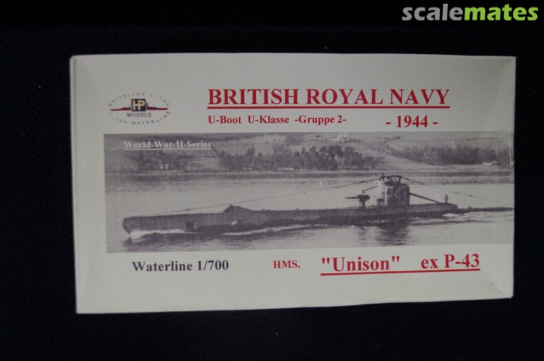 Boxart U-Boot U-Klasse-Gruppe 2- HMS "Unison" ex P-43 WW II-WL-GB-080 HP-Models Boxart U-Boot U-Klasse-Gruppe 2- HMS "Unison" ex P-43 WW II-WL-GB-080 HP-Models