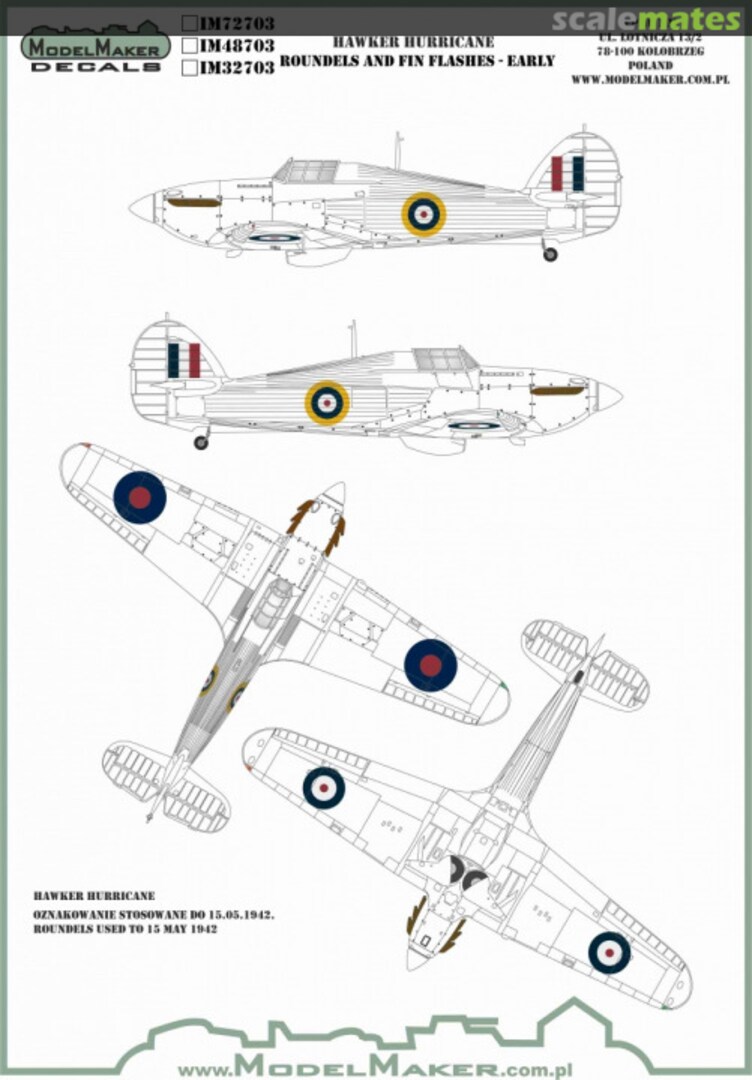 Boxart Hawker Hurricane - Roundels and Fin Flashes (Early) IM32703 ModelMaker Boxart Hawker Hurricane - Roundels and Fin Flashes (Early) IM32703 ModelMaker