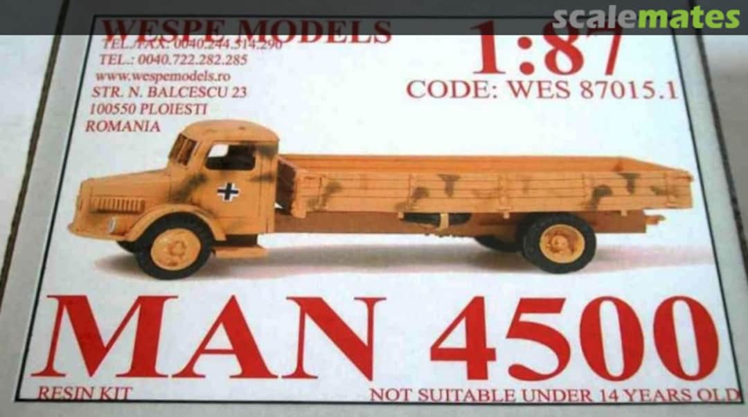 Boxart MAN ML 4500 Pritsche WES 87015.1 Wespe Models Boxart MAN ML 4500 Pritsche WES 87015.1 Wespe Models