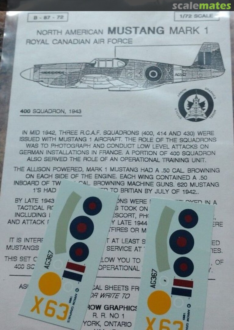 Boxart North American Mustang Mark 1 B-87-72 Arrow Graphics Boxart North American Mustang Mark 1 B-87-72 Arrow Graphics