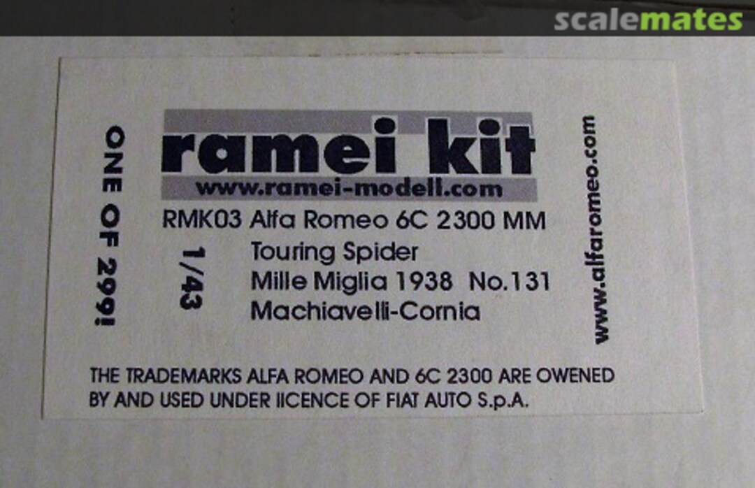 Boxart Alfa Romeo 6C 2300 Touring Spider RMK03 RaMei Auto Miniatur