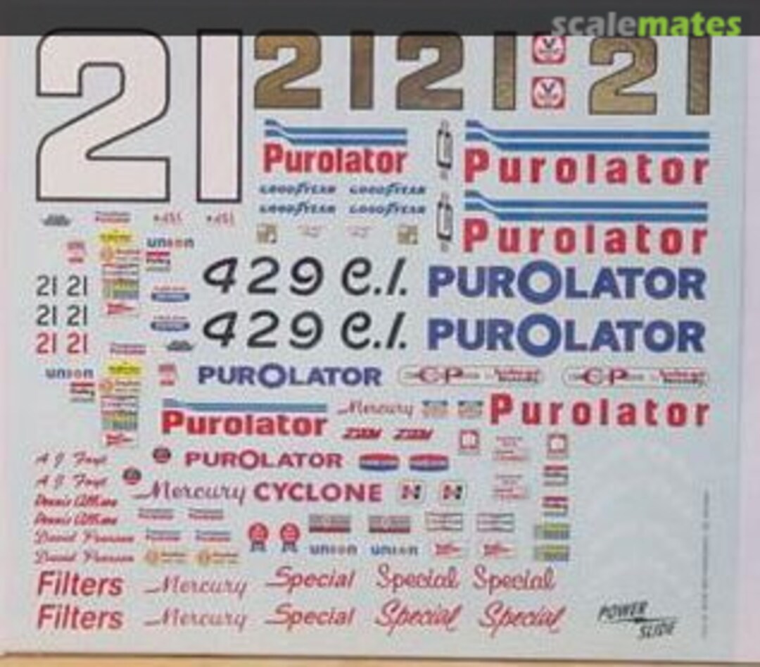 Boxart #21 1971-73 Purolator Mercury Cyclone  Powerslide Decals