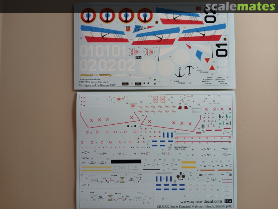 Contents Dassault Super Etendard Prototypes 01/02 & Le Bourget 1987 with stencils UR32326 UpRise Decal Contents Dassault Super Etendard Prototypes 01/02 & Le Bourget 1987 with stencils UR32326 UpRise Decal