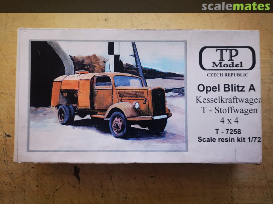 Boxart Opel Blitz A T-Stoff Kesselwagen, TP Model, 7258 T-7258 TP Model Boxart Opel Blitz A T-Stoff Kesselwagen, TP Model, 7258 T-7258 TP Model