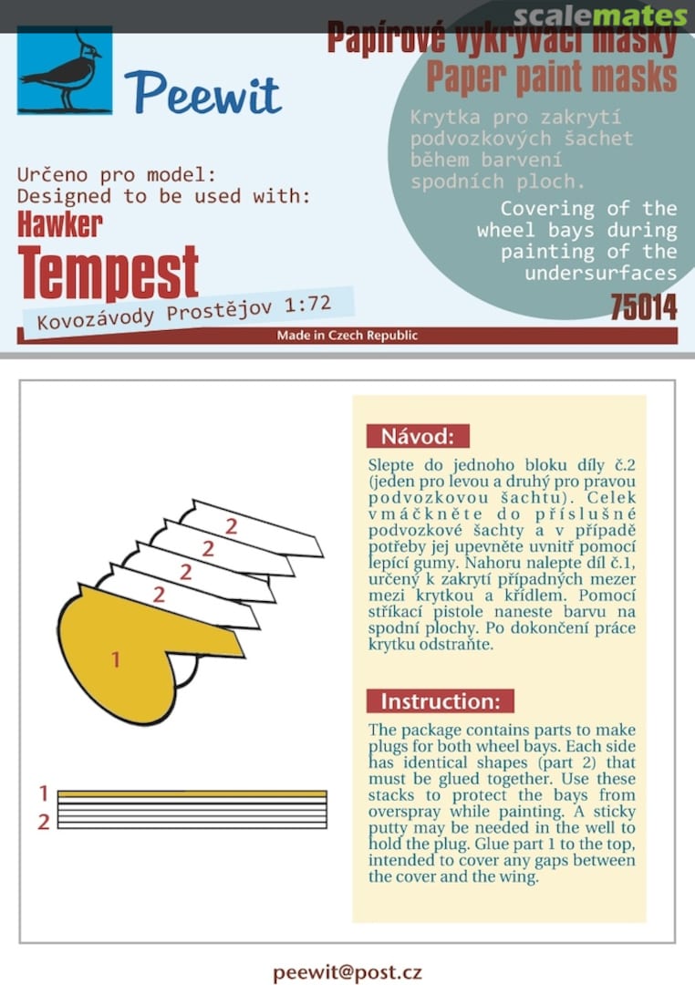 Boxart Wheel Bay Cover Mask: Hawker Tempest Mk.V - KP - M75014 Peewit Boxart Wheel Bay Cover Mask: Hawker Tempest Mk.V - KP - M75014 Peewit