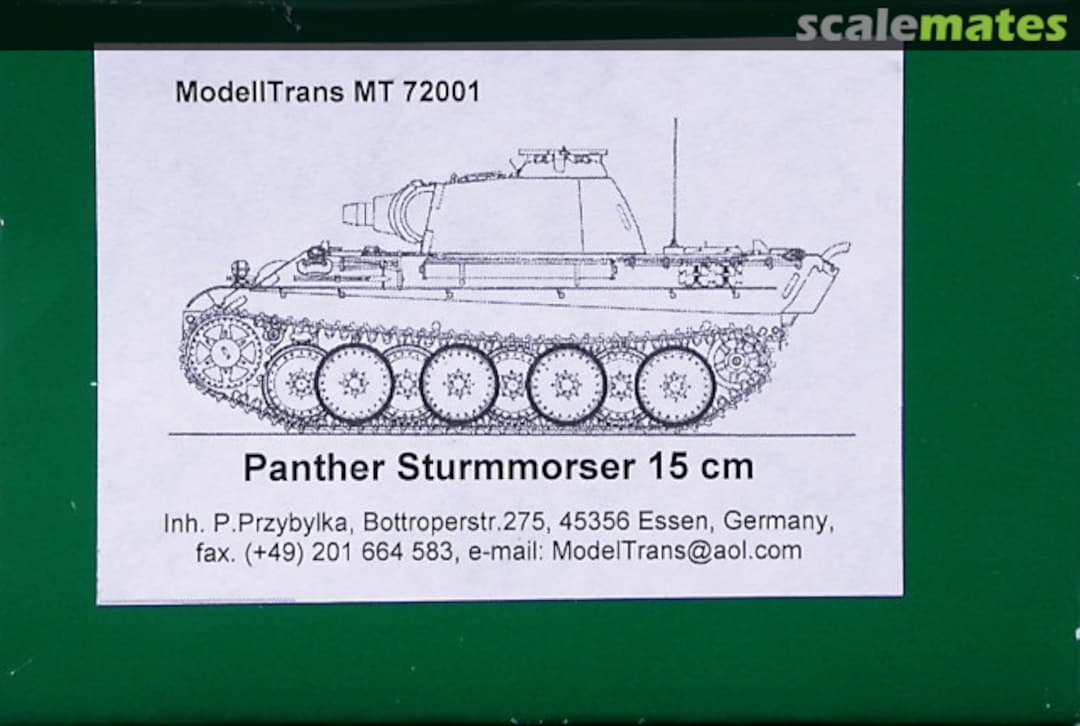 Boxart Panther Sturmmorser 15 cm MT72001 Modell Trans Modellbau Boxart Panther Sturmmorser 15 cm MT72001 Modell Trans Modellbau