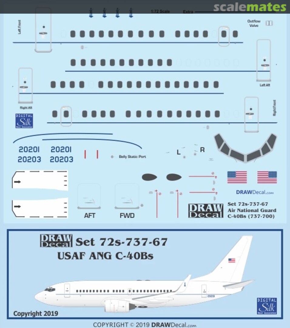 Boxart USAF ANG C-40Bs 72-737-67 Draw Decal