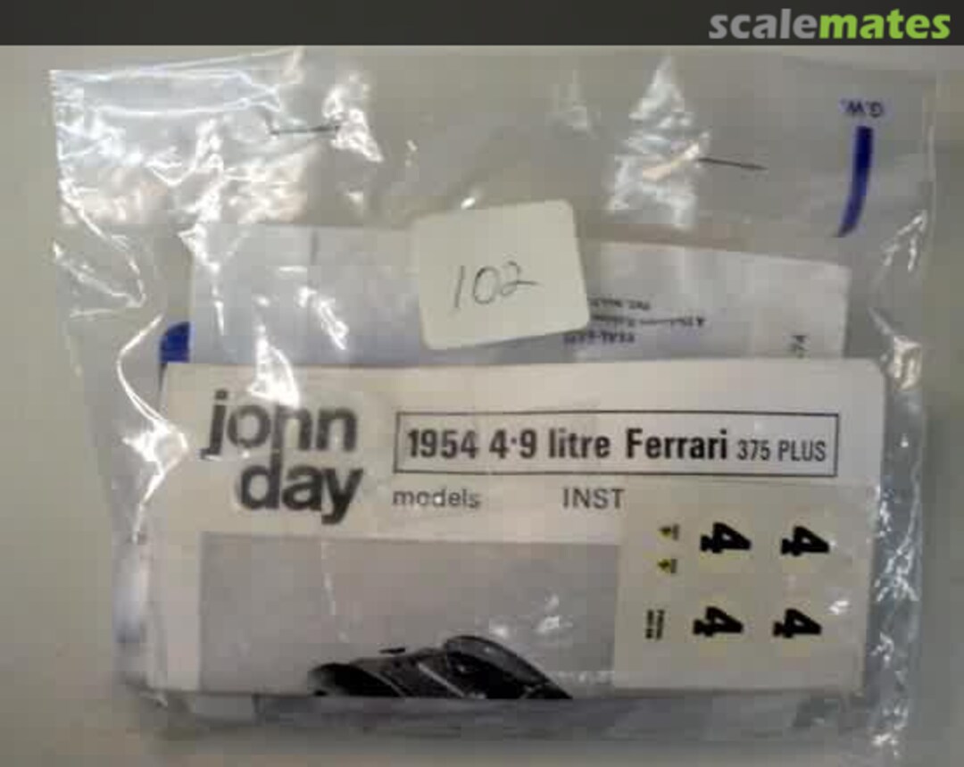 Boxart 1954 4.9 Litre Ferrari 376 Plus 102 John Day Model Cars Boxart 1954 4.9 Litre Ferrari 376 Plus 102 John Day Model Cars