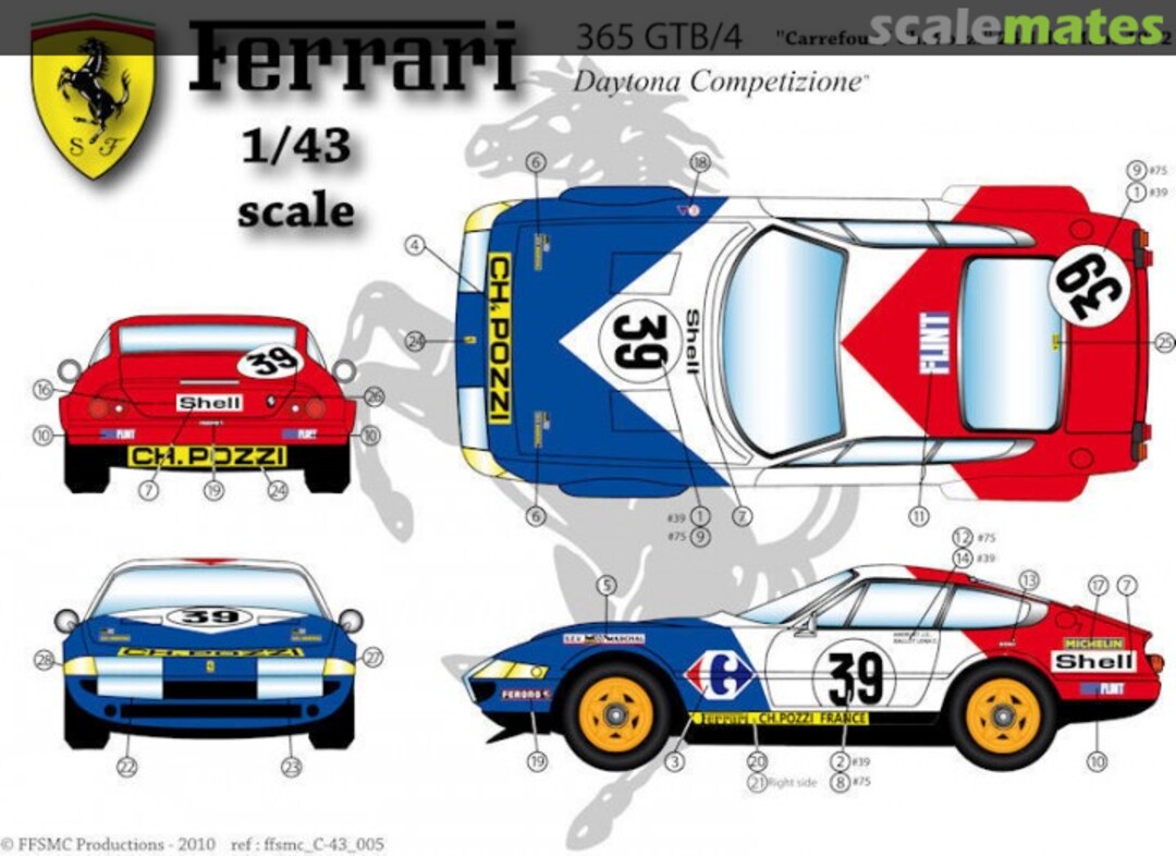 Boxart Ferrari 365 GTB/4 #15667 "CH. POZZI" C 43-005 FFSMC Productions Boxart Ferrari 365 GTB/4 #15667 "CH. POZZI" C 43-005 FFSMC Productions