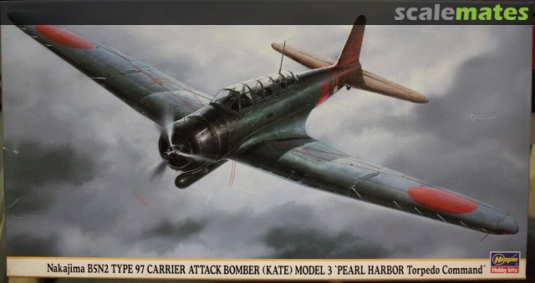 Boxart Nakajima B5N2 Type 97 Carrier Attack Bomber (Kate) Model 3 'Pearl Harbor Torpedo Command' 09631 Hasegawa