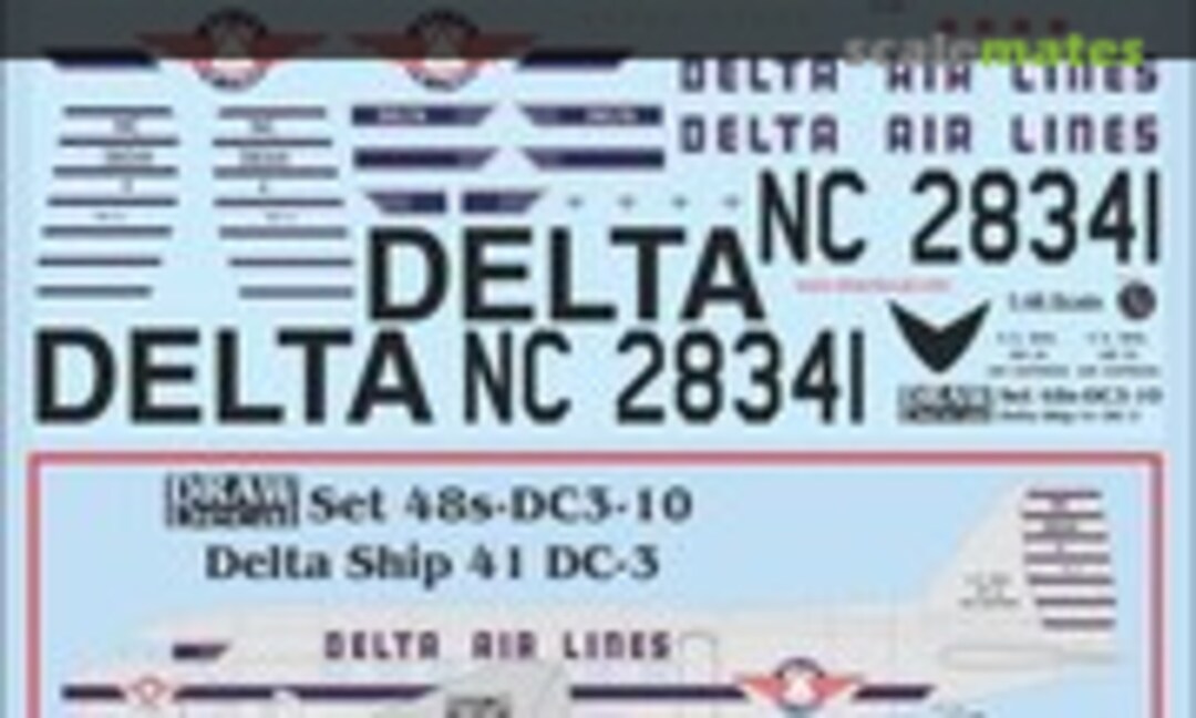 1:48 Delta Air Lines DC-3 Ship 41 (Draw Decal 48-DC3-10) 48-DC3-10