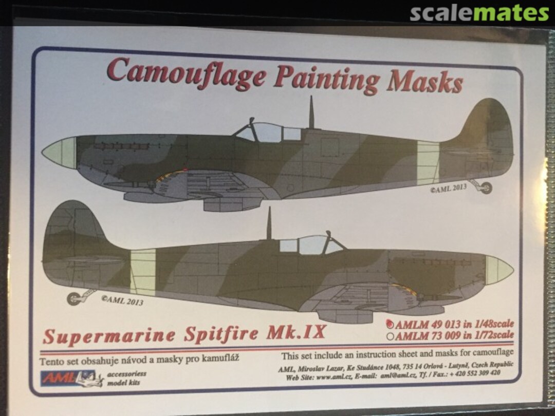 Boxart Spitfire Mk. IX Painting Mask AMLM 49 013 AML Boxart Spitfire Mk. IX Painting Mask AMLM 49 013 AML