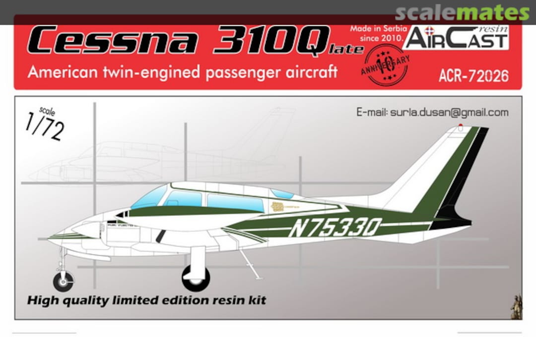 Boxart Cessna 310Q late ACR-72026 Air Cast Resin Boxart Cessna 310Q late ACR-72026 Air Cast Resin