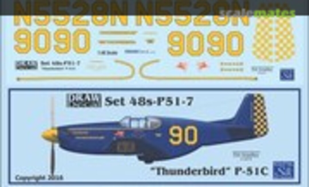 1:48 "Thunderbird" P-51C 1948 and 1949 Bendix (Draw Decal 48-P51-7) 48-P51-7