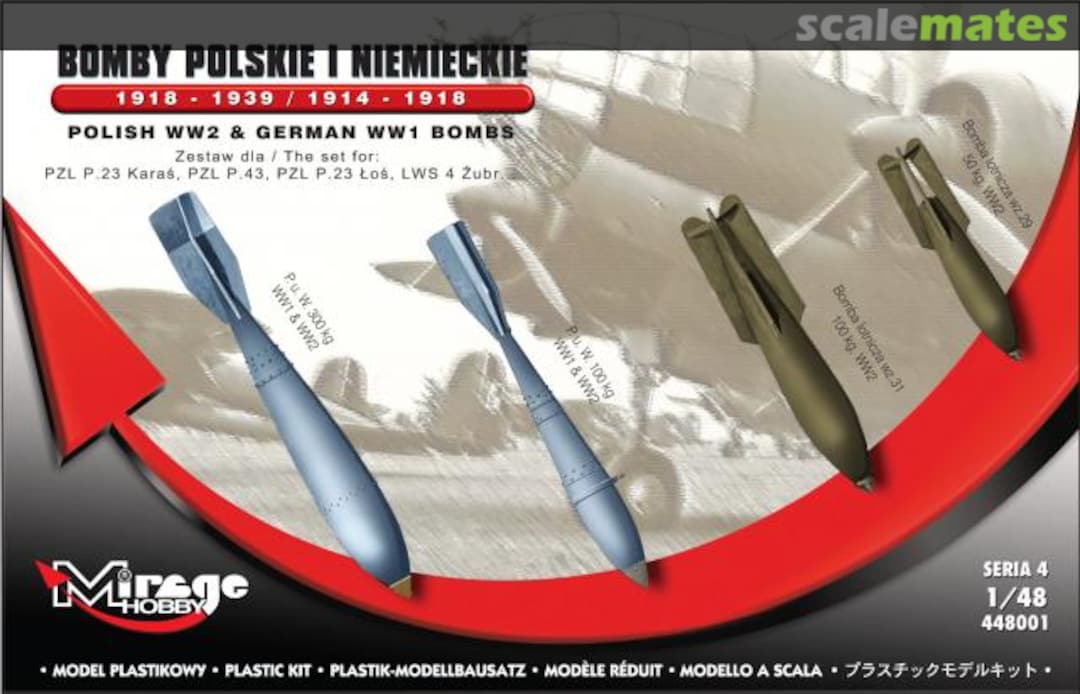 Boxart POLISH WW2 & German WW1 BOMBS 448001 Mirage Hobby Boxart POLISH WW2 & German WW1 BOMBS 448001 Mirage Hobby