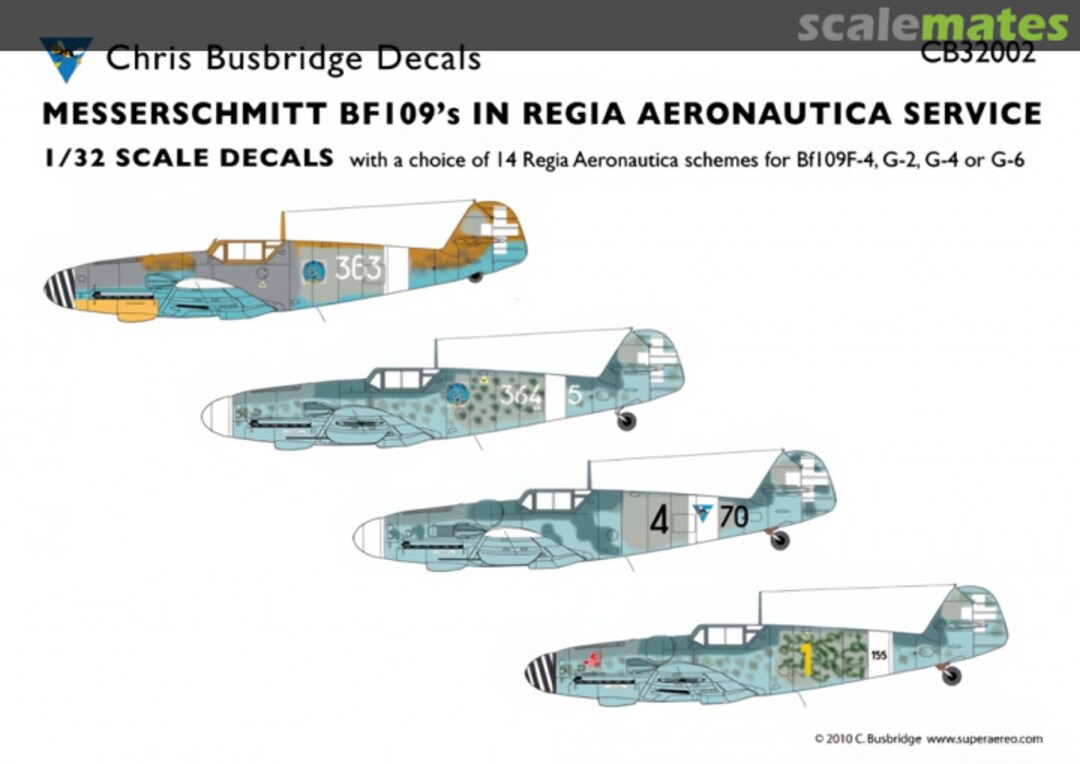 Boxart Messerschmitt Bf 109s in Regia Aeronautica Service CB32002 Chris Busbridge Decals Boxart Messerschmitt Bf 109s in Regia Aeronautica Service CB32002 Chris Busbridge Decals