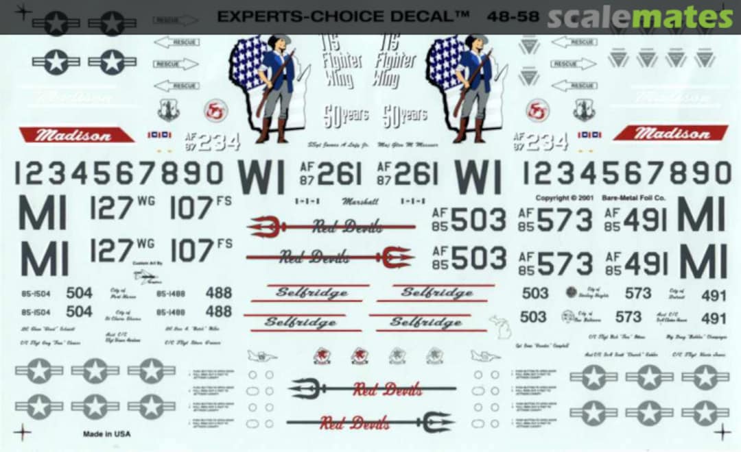 Boxart F-16C 115 FW, WI ANG 50th Anniv & F-16C/Ds 127 FW MI ANG Red Devils 48-58 Experts-Choice Decal Boxart F-16C 115 FW, WI ANG 50th Anniv & F-16C/Ds 127 FW MI ANG Red Devils 48-58 Experts-Choice Decal