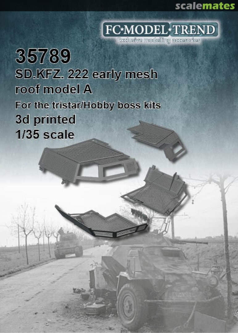 Boxart Sd.Kfz. 222 early mesh roof, model A. 35789 FC Model Trend Boxart Sd.Kfz. 222 early mesh roof, model A. 35789 FC Model Trend