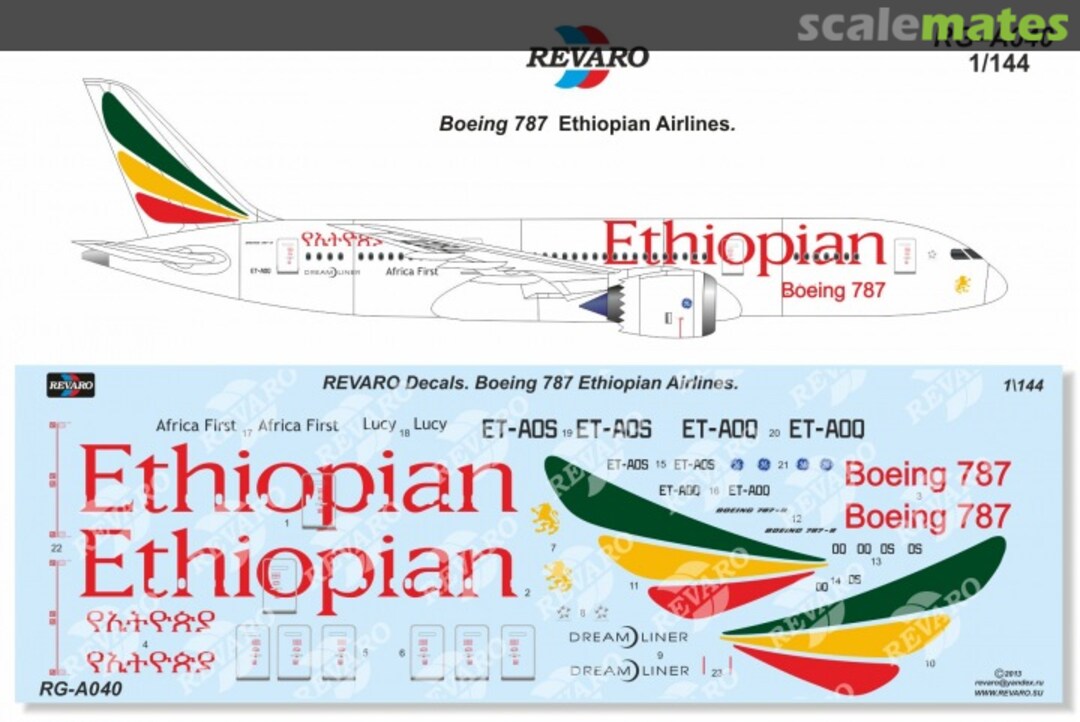 Boxart Boeing 787 Ethiopian Airlines RG-A040 Revaro Boxart Boeing 787 Ethiopian Airlines RG-A040 Revaro