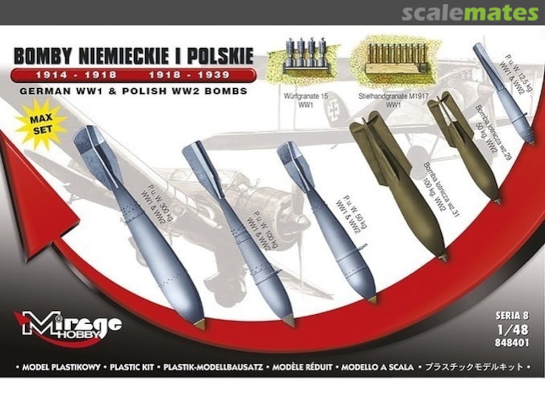 Boxart German WW1 & Polish WW2 Bombs 848401 Mirage Hobby Boxart German WW1 & Polish WW2 Bombs 848401 Mirage Hobby