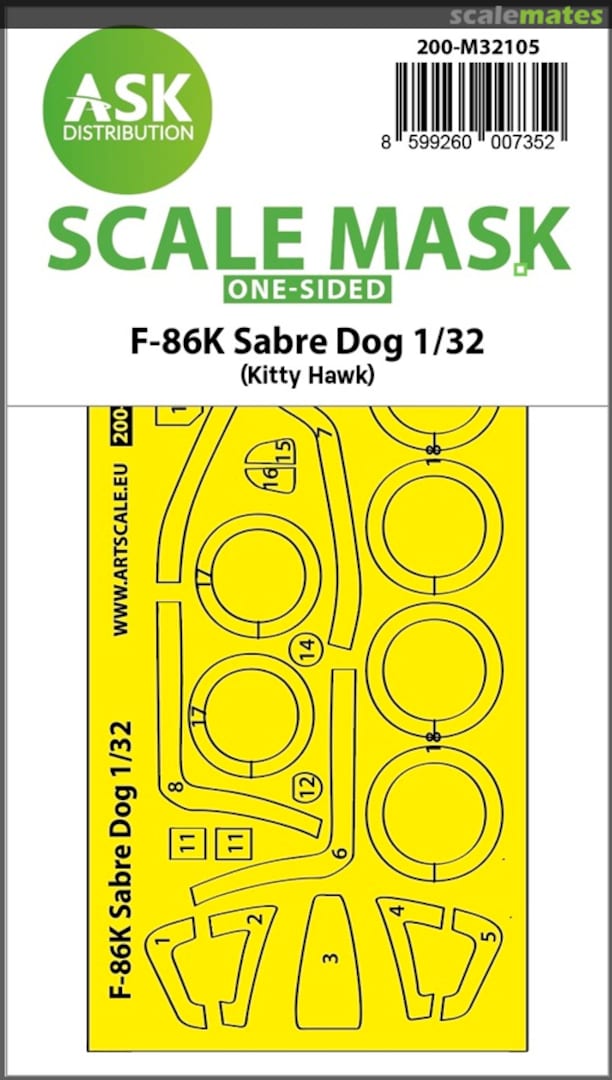 Boxart F-86K Sabre Dog one-sided express fit mask 200-M32105 ASK Boxart F-86K Sabre Dog one-sided express fit mask 200-M32105 ASK