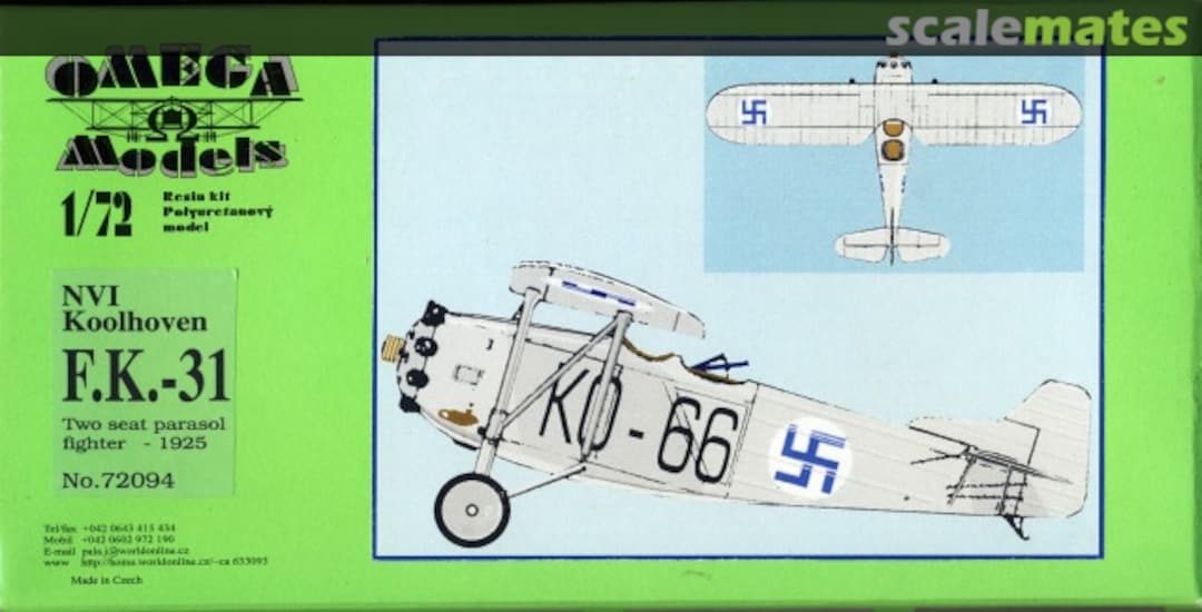 Boxart N.V.I Koolhoven F.K.31 72094 Omega Models Boxart N.V.I Koolhoven F.K.31 72094 Omega Models