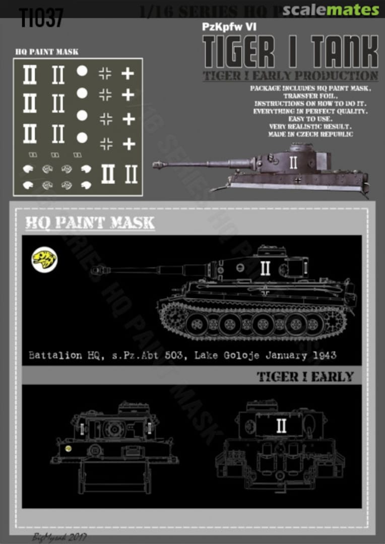 Boxart Tiger I #II Early Production Battalion HQ s.Pz.Abt.503 Lake Goloje Jan.1943 Paint Mask TI 037 HQ-Masks Boxart Tiger I #II Early Production Battalion HQ s.Pz.Abt.503 Lake Goloje Jan.1943 Paint Mask TI 037 HQ-Masks