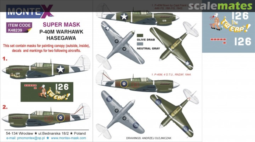 Boxart Curtiss P-40M Kittyhawk "USAAF & RNZAF" K48239 Montex Boxart Curtiss P-40M Kittyhawk "USAAF & RNZAF" K48239 Montex