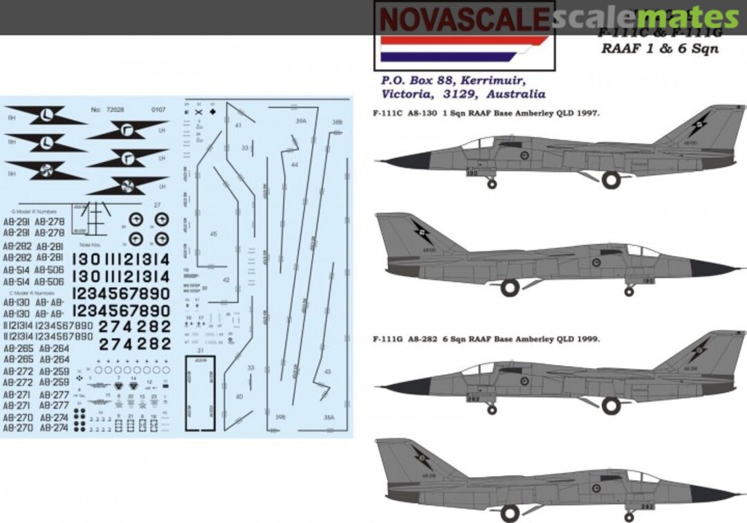 Boxart F-111C & F-111G RAAF 1 & 6 Sqn N-72028 Novascale Boxart F-111C & F-111G RAAF 1 & 6 Sqn N-72028 Novascale