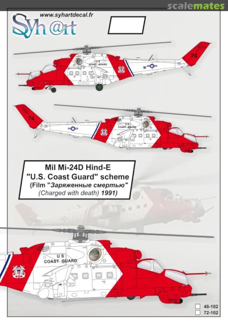 Boxart Mil Mi-24D Hind-E "U.S. Coast Guard" scheme 72-102 Syhart Boxart Mil Mi-24D Hind-E "U.S. Coast Guard" scheme 72-102 Syhart