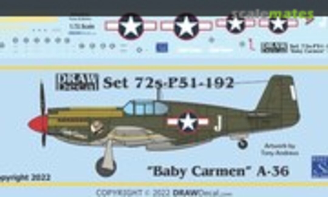 1:72 “Baby Carmen” A-36 (Draw Decal 72-P51-192) 72-P51-192
