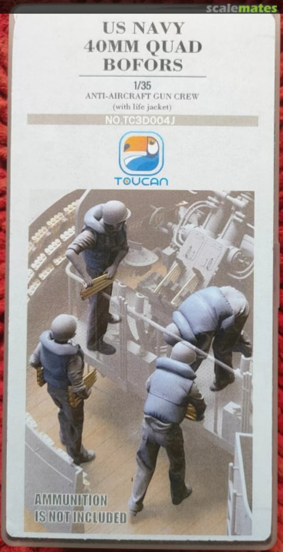 Boxart US Navy 40mm Quad Bofors Anti-aircraft gun Crew With Life Jacket TC3D004J Toucan Boxart US Navy 40mm Quad Bofors Anti-aircraft gun Crew With Life Jacket TC3D004J Toucan