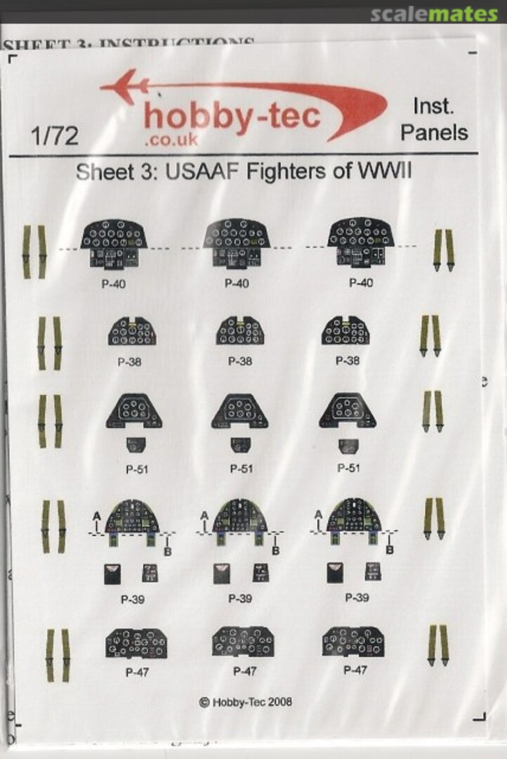 Boxart USAAF Fighters of WWII - P-38, P-39, P-40, P-47, P-51 Sheet 3 hobby-tec Boxart USAAF Fighters of WWII - P-38, P-39, P-40, P-47, P-51 Sheet 3 hobby-tec