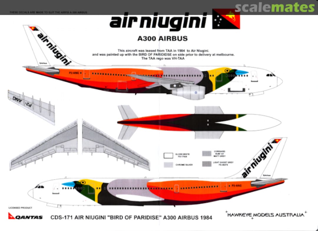 Boxart Air Niugini, Airbus A300-B4, Bird of Paradise P2-ANG CDS-171 Hawkeye Models Boxart Air Niugini, Airbus A300-B4, Bird of Paradise P2-ANG CDS-171 Hawkeye Models