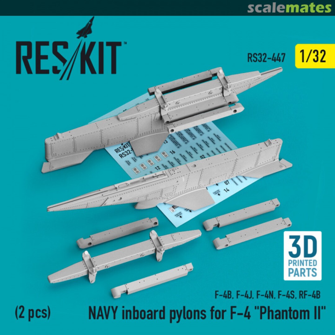 Boxart NAVY inboard pylons for F-4 Phantom II (2 pcs.) (F-4B, F-4J, F-4N, F-4S, RF-4B) (3D Printed) RS32-0447 ResKit