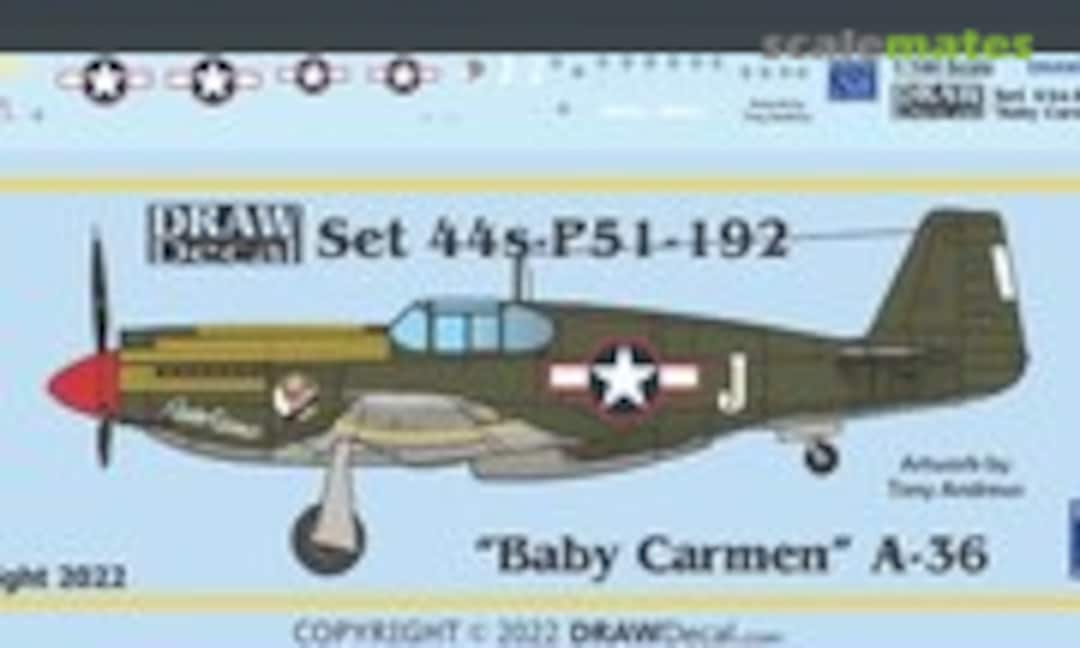 1:144 “Baby Carmen” A-36 (Draw Decal 44-P51-192) 44-P51-192
