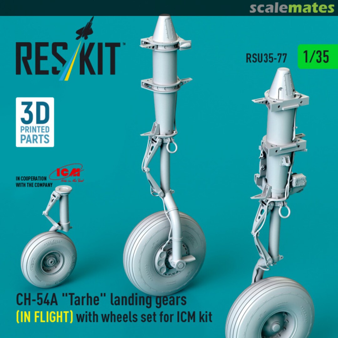 Boxart CH-54A Tarhe landing gear (IN FLIGHT) with wheels set RSU35-0077 ResKit Boxart CH-54A Tarhe landing gear (IN FLIGHT) with wheels set RSU35-0077 ResKit